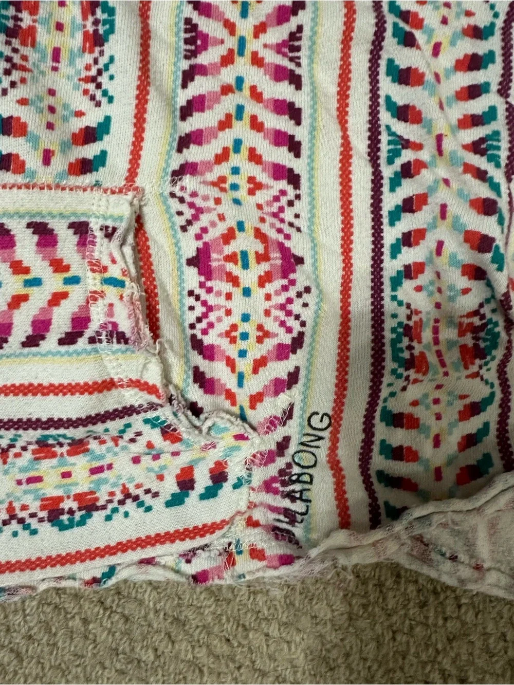 Billabong Women’s Pink Multicolor Hooded Swim Cover-Up Top - small - Picture 6 of 8